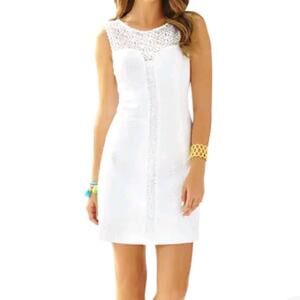 Lilly Pulitzer Sofia Resort  White Lace Shift Dress Mini Eyelet Detail Size 0